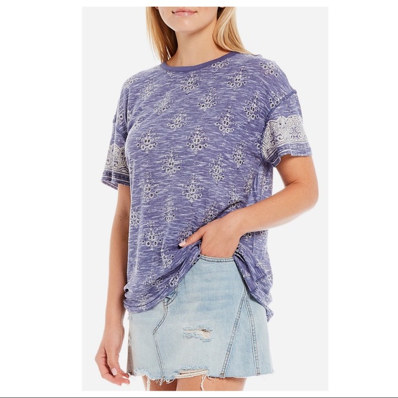 FREE PEOPLE BOHO TOP PRINT TEE T-SHIRT A2C - Picture 8 of 14